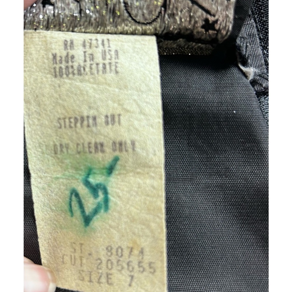 Y2K Steppin Out Taffeta Dress 7 Strapless Wiggle Formal Retro Rhinestones - Picture 11 of 13